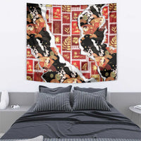 Hawaii Japanese Culture Black Tapestry Spring Cranes Aloha Pattern LT01 - Polynesian Pride