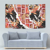 Hawaii Japanese Culture Black Tapestry Spring Cranes Aloha Pattern LT01 - Polynesian Pride