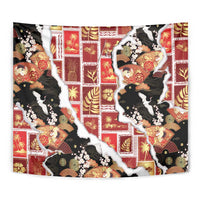 Hawaii Japanese Culture Black Tapestry Spring Cranes Aloha Pattern LT01 - Polynesian Pride