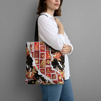 Hawaii Japanese Culture Black Tote Bag Spring Cranes Aloha Pattern LT01 - Polynesian Pride