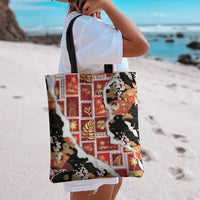 Hawaii Japanese Culture Black Tote Bag Spring Cranes Aloha Pattern LT01 - Polynesian Pride