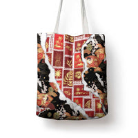 Hawaii Japanese Culture Black Tote Bag Spring Cranes Aloha Pattern LT01 - Polynesian Pride