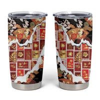 Hawaii Japanese Culture Black Tumbler Cup Spring Cranes Aloha Pattern LT01 Black - Polynesian Pride