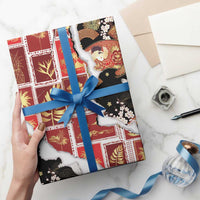 Hawaii Japanese Culture Black Wrapping Paper Spring Cranes Aloha Pattern LT01 - Polynesian Pride