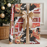 Hawaii Japanese Culture Black Wrapping Paper Spring Cranes Aloha Pattern LT01 - Polynesian Pride