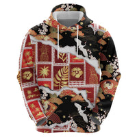 Hawaii Japanese Culture Black Zip Hoodie Spring Cranes Aloha Pattern LT01 - Polynesian Pride