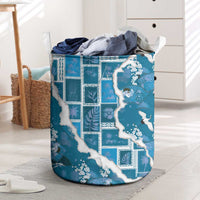 Hawaii Japanese Culture Blue Laundry Basket Spring Cranes Aloha Pattern LT01 Blue - Polynesian Pride