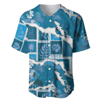Hawaii Japanese Culture Blue Baseball Jersey Spring Cranes Aloha Pattern LT01 Blue - Polynesian Pride