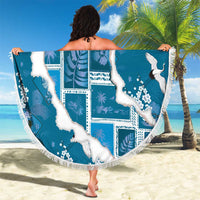 Hawaii Japanese Culture Blue Beach Blanket Spring Cranes Aloha Pattern LT01 - Polynesian Pride