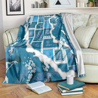 Hawaii Japanese Culture Blue Blanket Spring Cranes Aloha Pattern LT01 Blue - Polynesian Pride