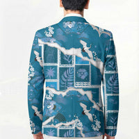Hawaii Japanese Culture Blue Blazer Spring Cranes Aloha Pattern LT01 - Polynesian Pride