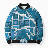 Hawaii Japanese Culture Blue Bomber Puffer Jacket Spring Cranes Aloha Pattern LT01 Unisex Blue - Polynesian Pride