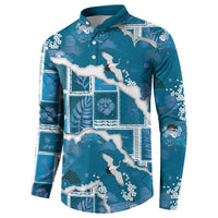 Hawaii Japanese Culture Blue Button Sweatshirt Spring Cranes Aloha Pattern LT01 - Polynesian Pride