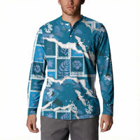 Hawaii Japanese Culture Blue Button Sweatshirt Spring Cranes Aloha Pattern LT01 - Polynesian Pride