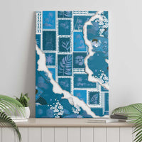 Hawaii Japanese Culture Blue Canvas Wall Art Spring Cranes Aloha Pattern LT01 - Polynesian Pride