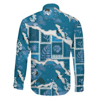 Hawaii Japanese Culture Blue Family Matching Mermaid Dress and Hawaiian Shirt Spring Cranes Aloha Pattern