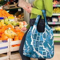 Hawaii Japanese Culture Blue Grocery Bag Spring Cranes Aloha Pattern LT01 - Polynesian Pride