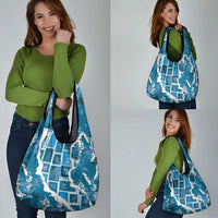 Hawaii Japanese Culture Blue Grocery Bag Spring Cranes Aloha Pattern LT01 - Polynesian Pride