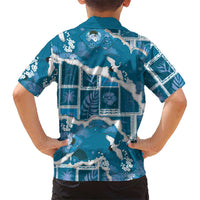 Hawaii Japanese Culture Blue Kid Hawaiian Shirt Spring Cranes Aloha Pattern LT01 - Polynesian Pride
