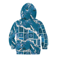 Hawaii Japanese Culture Blue Kid Hoodie Spring Cranes Aloha Pattern LT01 - Polynesian Pride
