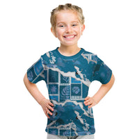 Hawaii Japanese Culture Blue Kid T Shirt Spring Cranes Aloha Pattern LT01 Blue - Polynesian Pride