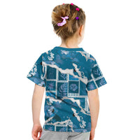 Hawaii Japanese Culture Blue Kid T Shirt Spring Cranes Aloha Pattern LT01 - Polynesian Pride