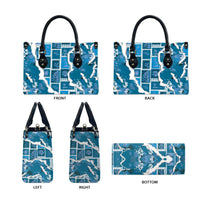 Hawaii Japanese Culture Blue Leather Bag Spring Cranes Aloha Pattern LT01 - Polynesian Pride