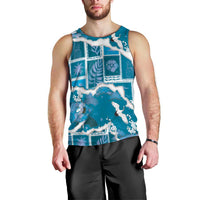 Hawaii Japanese Culture Blue Men Tank Top Spring Cranes Aloha Pattern LT01 - Polynesian Pride