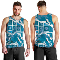 Hawaii Japanese Culture Blue Men Tank Top Spring Cranes Aloha Pattern LT01 - Polynesian Pride