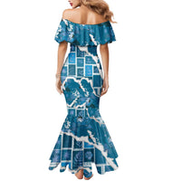 Hawaii Japanese Culture Blue Mermaid Dress Spring Cranes Aloha Pattern LT01 - Polynesian Pride