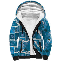 Hawaii Japanese Culture Blue Sherpa Hoodie Spring Cranes Aloha Pattern LT01 Unisex Blue - Polynesian Pride