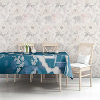 Hawaii Japanese Culture Blue Tablecloth Spring Cranes Aloha Pattern LT01 - Polynesian Pride