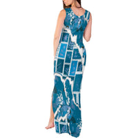 Hawaii Japanese Culture Blue Tank Maxi Dress Spring Cranes Aloha Pattern LT01 - Polynesian Pride