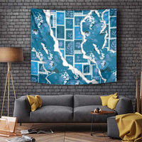 Hawaii Japanese Culture Blue Tapestry Spring Cranes Aloha Pattern LT01 Blue - Polynesian Pride