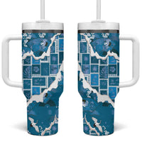 Hawaii Japanese Culture Blue Tumbler With Handle Spring Cranes Aloha Pattern LT01 One Size: 40 oz Blue - Polynesian Pride