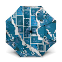 Hawaii Japanese Culture Blue Umbrella Spring Cranes Aloha Pattern LT01 One Size Folded 11.42 inch Opened Diameter 37.4 inch Blue - Polynesian Pride