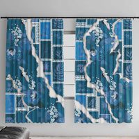 Hawaii Japanese Culture Blue Window Curtain Spring Cranes Aloha Pattern LT01 With Hooks Blue - Polynesian Pride