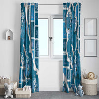 Hawaii Japanese Culture Blue Window Curtain Spring Cranes Aloha Pattern LT01 - Polynesian Pride