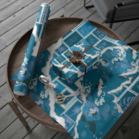 Hawaii Japanese Culture Blue Wrapping Paper Spring Cranes Aloha Pattern LT01 - Polynesian Pride