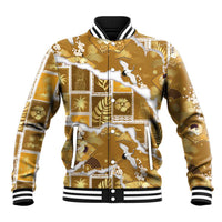 Hawaii Japanese Culture Gold Baseball Jacket Spring Cranes Aloha Pattern LT01 Unisex Gold - Polynesian Pride