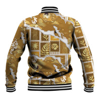 Hawaii Japanese Culture Gold Baseball Jacket Spring Cranes Aloha Pattern LT01 - Polynesian Pride