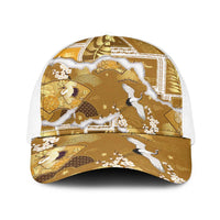Hawaii Japanese Culture Gold Baseball Net Cap Spring Cranes Aloha Pattern LT01 One Size White Gold - Polynesian Pride