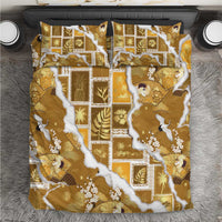 Hawaii Japanese Culture Gold Bedding Set Spring Cranes Aloha Pattern LT01 Gold - Polynesian Pride