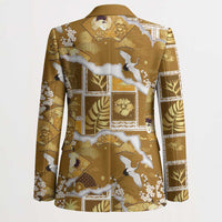 Hawaii Japanese Culture Gold Blazer Spring Cranes Aloha Pattern LT01 - Polynesian Pride