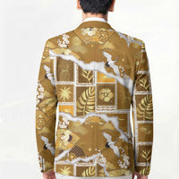 Hawaii Japanese Culture Gold Blazer Spring Cranes Aloha Pattern LT01 - Polynesian Pride