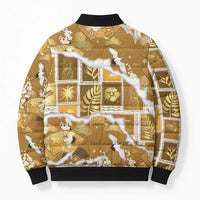 Hawaii Japanese Culture Gold Bomber Puffer Jacket Spring Cranes Aloha Pattern LT01 - Polynesian Pride