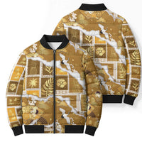 Hawaii Japanese Culture Gold Bomber Puffer Jacket Spring Cranes Aloha Pattern LT01 - Polynesian Pride