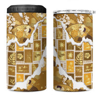Hawaii Japanese Culture Gold 4 in 1 Can Cooler Tumbler Spring Cranes Aloha Pattern LT01 One Size: 16 oz Gold - Polynesian Pride