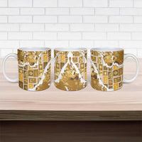 Hawaii Japanese Culture Gold Ceramic Mug Spring Cranes Aloha Pattern LT01 - Polynesian Pride