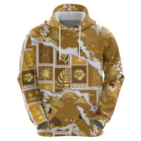 Hawaii Japanese Culture Gold Hoodie Spring Cranes Aloha Pattern LT01 - Polynesian Pride